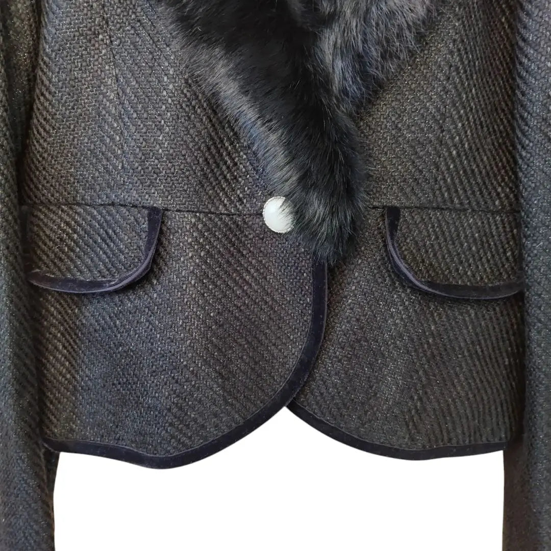 Rabbit fur tweed jacket size 11R ceremony event celebration black