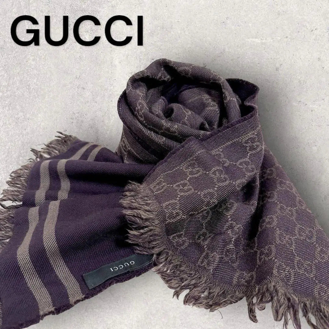 Extremely beautiful item!! GUCCI Gucci Scarf Shawl Scarf Wool Dull Purple | 極美品‼GUCCI グッチ スカーフ ショール マフラー ウール くすみ 紫