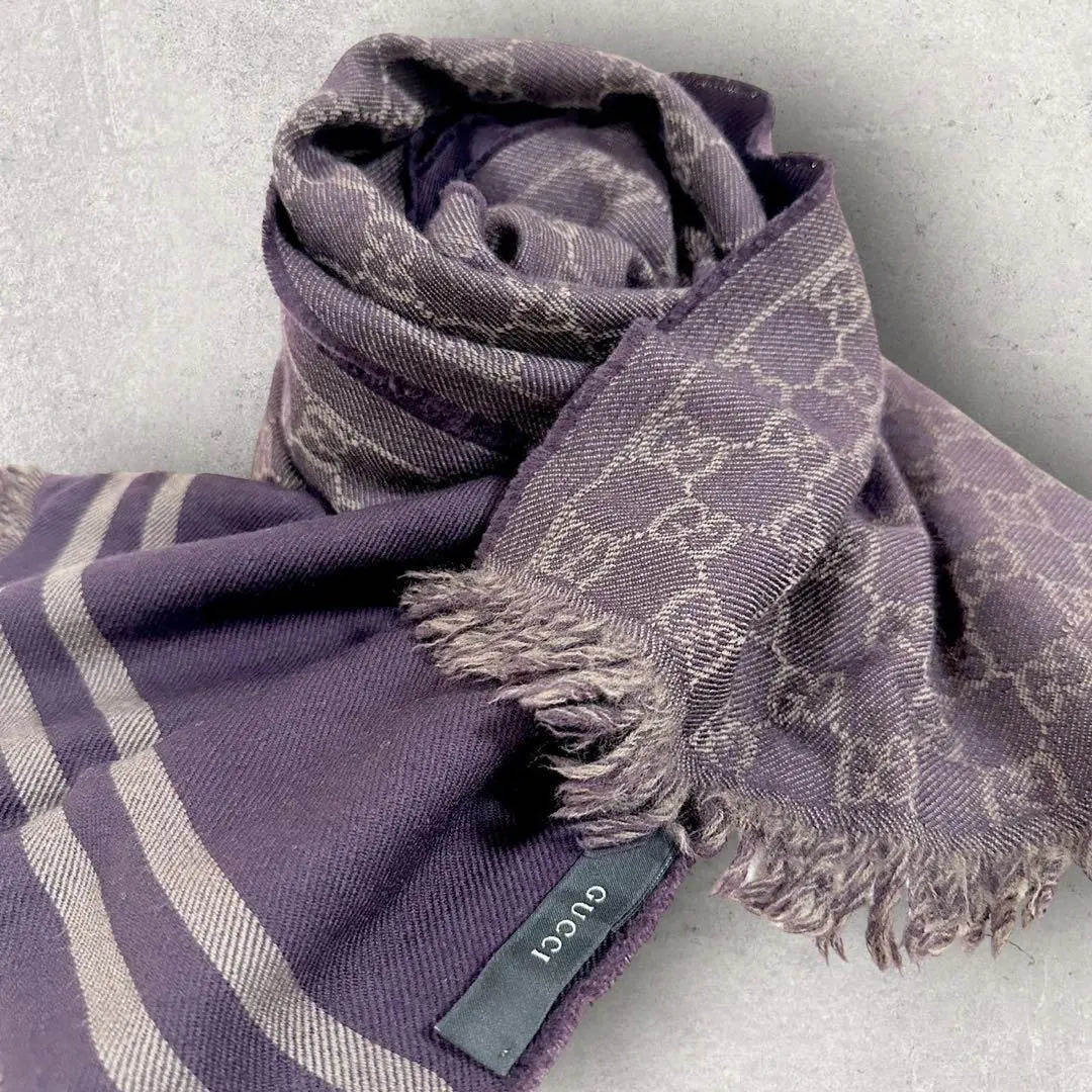 Extremely beautiful item!! GUCCI Gucci Scarf Shawl Scarf Wool Dull Purple | 極美品‼GUCCI グッチ スカーフ ショール マフラー ウール くすみ 紫