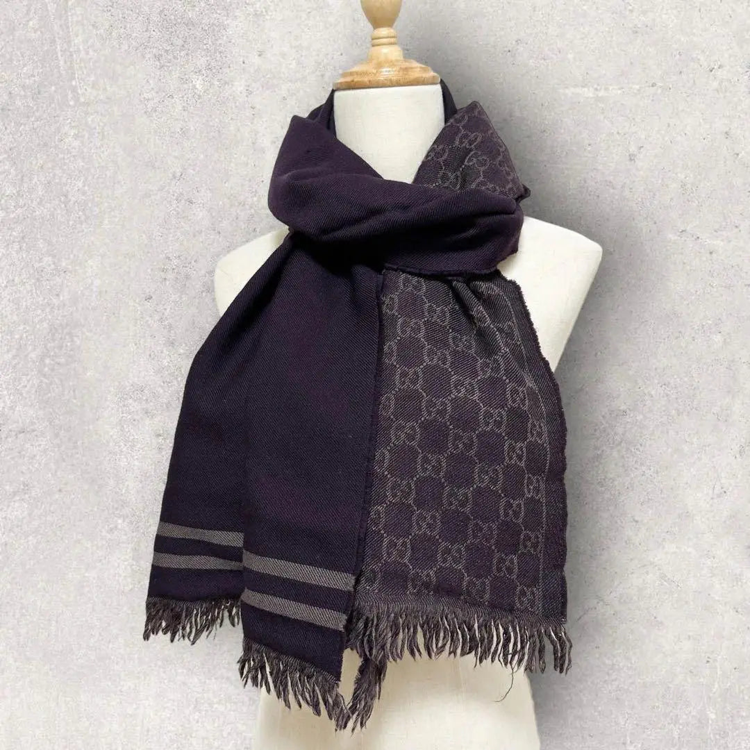 Extremely beautiful item!! GUCCI Gucci Scarf Shawl Scarf Wool Dull Purple | 極美品‼GUCCI グッチ スカーフ ショール マフラー ウール くすみ 紫