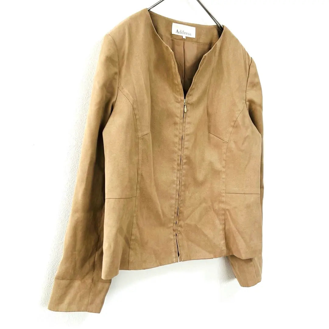 Address Suede Blouson Zip-up Beige Casual {9}