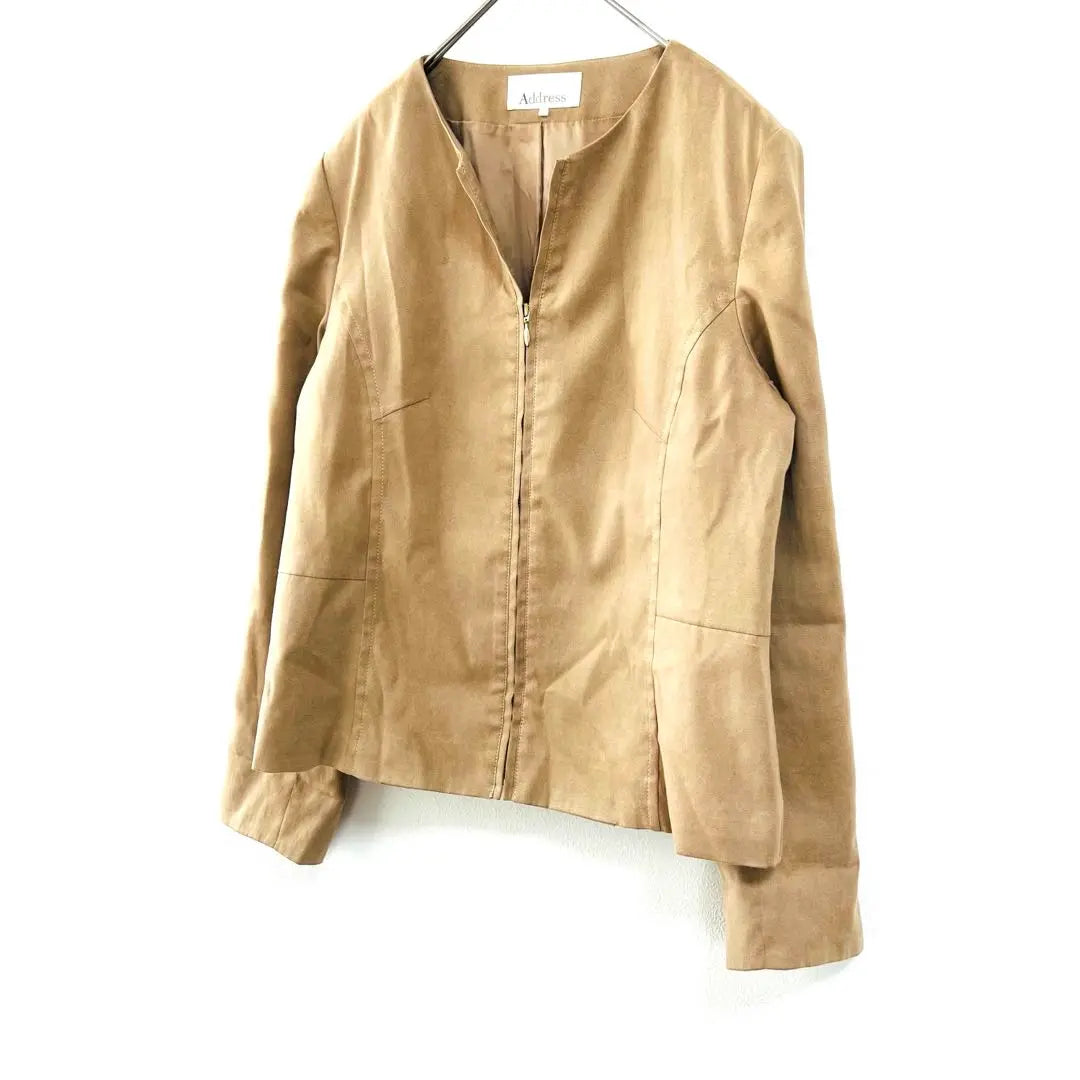 Address Suede Blouson Zip-up Beige Casual {9}