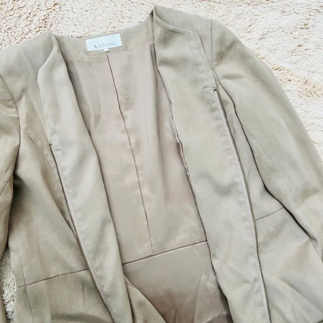 Address Suede Blouson Zip-up Beige Casual {9}