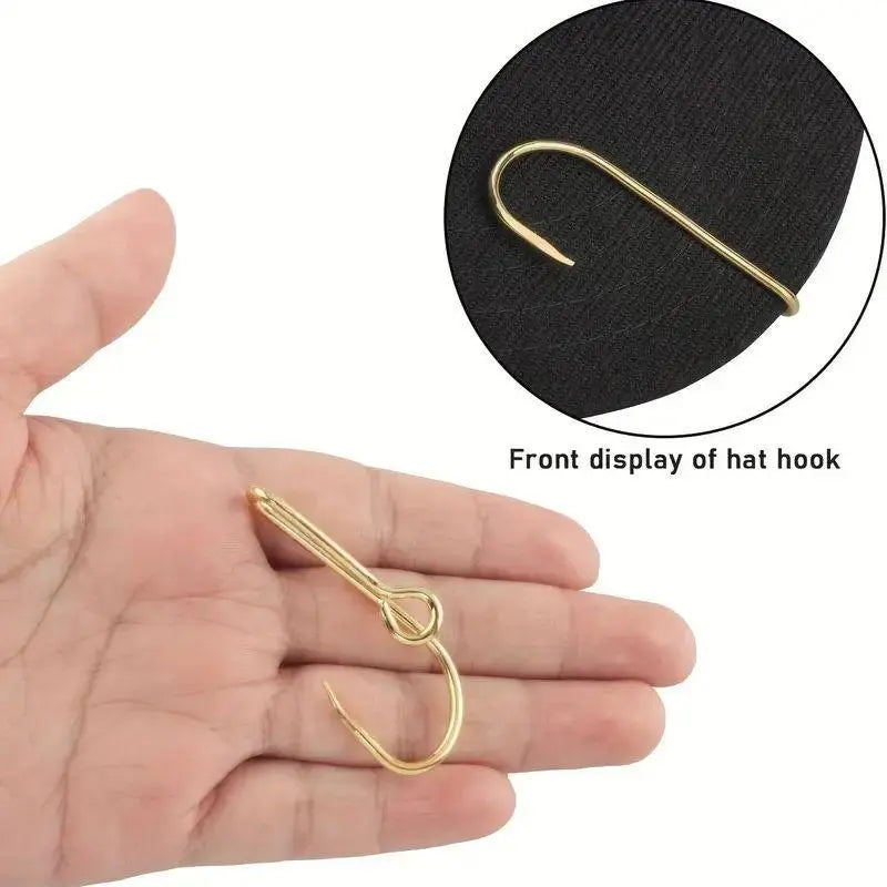 Fishing hook-shaped tie pin, hat pin, gold, hat hook, 5cm, set of 5