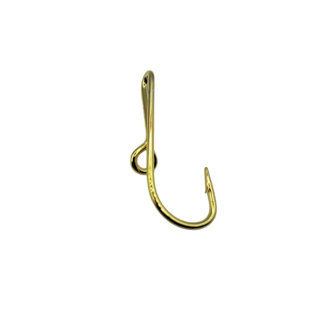 Fishing hook-shaped tie pin, hat pin, gold, hat hook, 5cm, set of 5