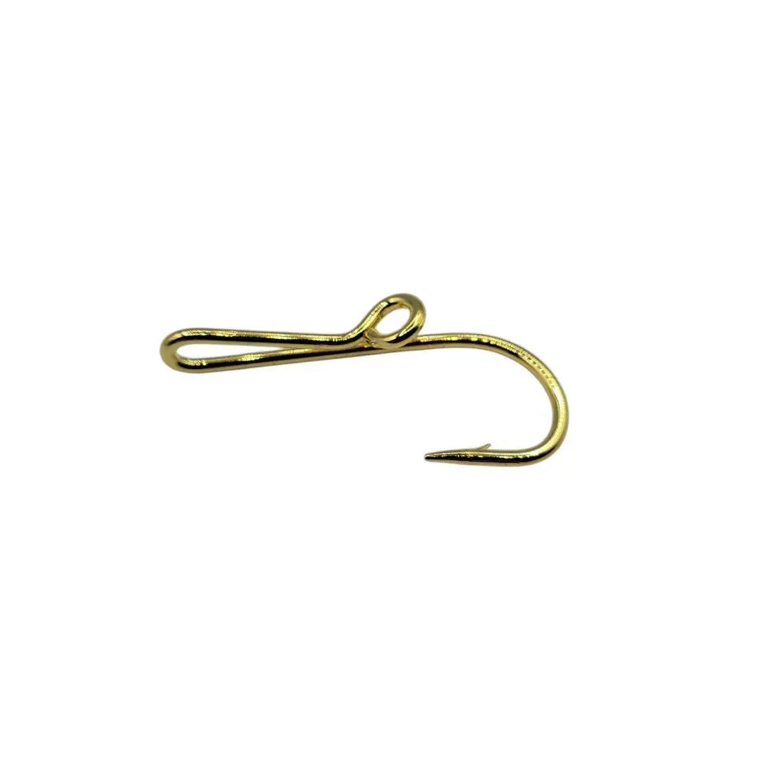 Fishing hook-shaped tie pin, hat pin, gold, hat hook, 5cm, set of 5