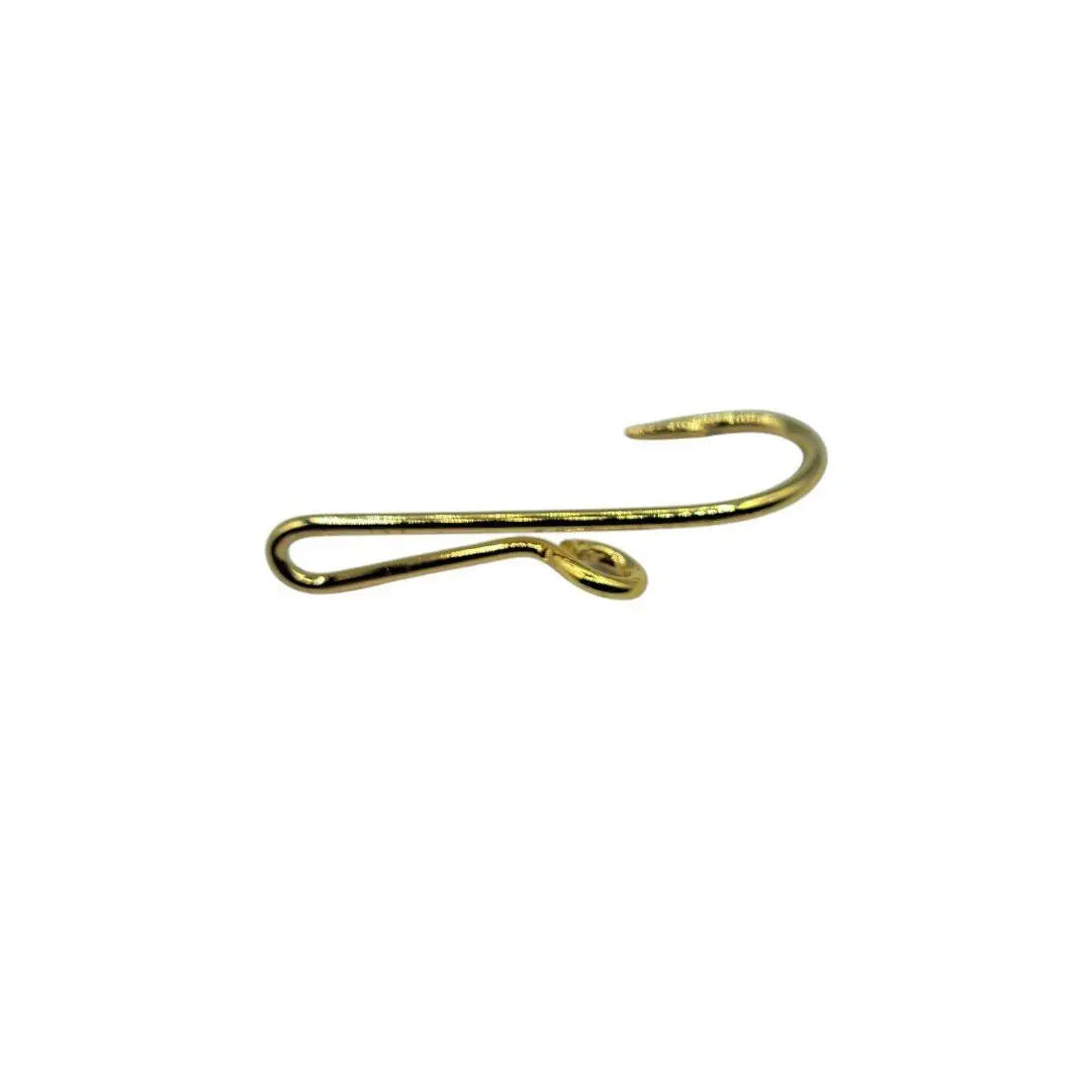 Fishing hook-shaped tie pin, hat pin, gold, hat hook, 5cm, set of 5