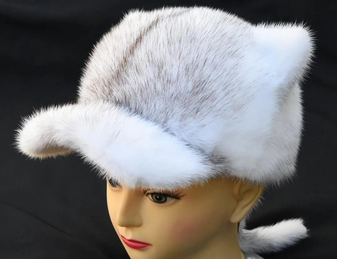 ★ New limited ◆ Cat ears ◆ Fur of fur jewel Crossminks Popular Cap fur fur