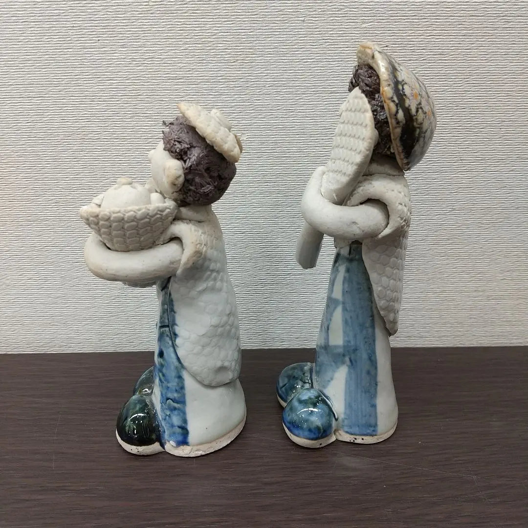 ⑤ Aoyoshi doll 2-piece set Ceramic doll Morimoto Aoyoshi Tobe ware Object Ornament Interior