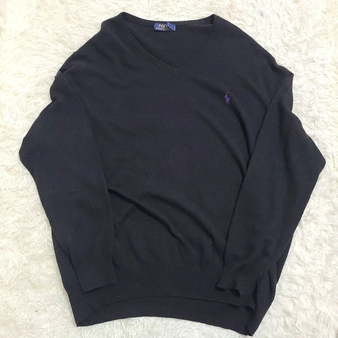 [Rare size 4XL Polo Ralph Lauren Merino wool] Current knit black