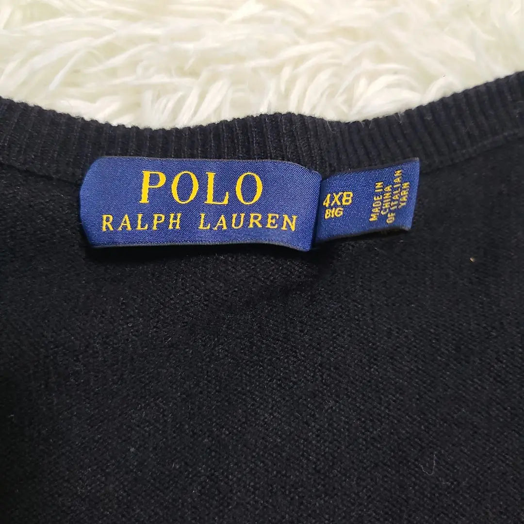 [Rare size 4XL Polo Ralph Lauren Merino wool] Current knit black