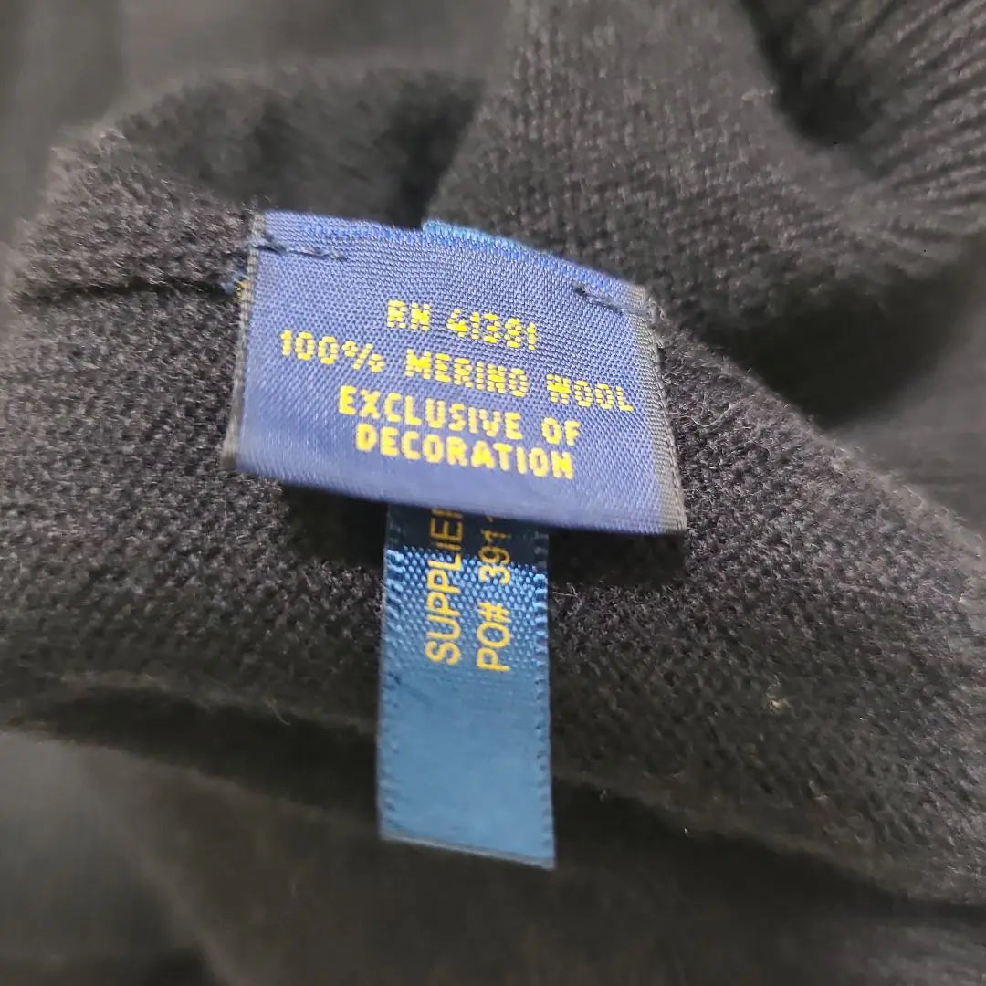 [Rare size 4XL Polo Ralph Lauren Merino wool] Current knit black