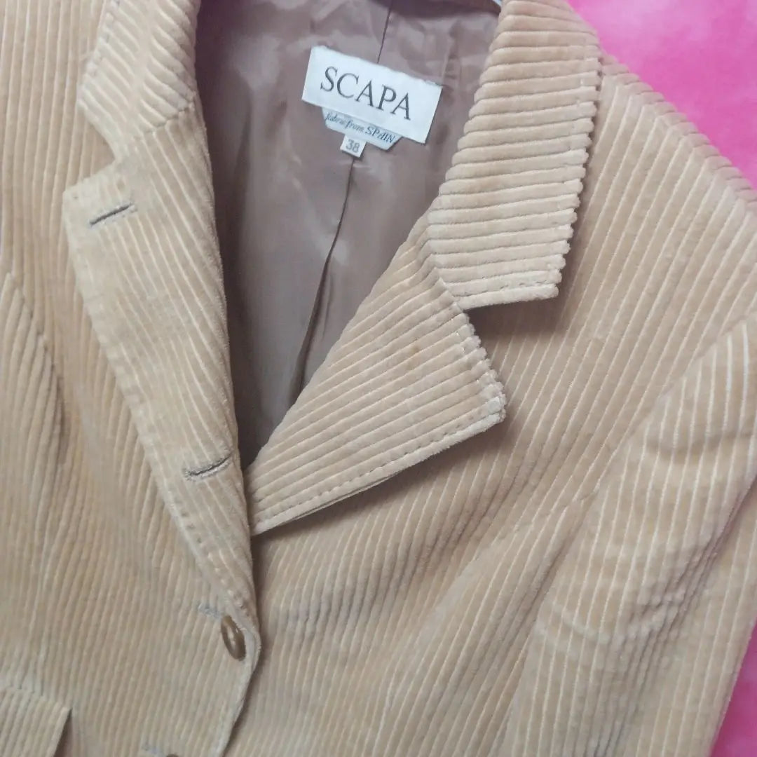 Scapa [Oferta❤] Chaqueta Cordyloi ¥6500↓Beige Talla 38 Algodón | スキャパ【セール❤】 コーディロイジャケット ¥6500↓ベージュ 38号 綿