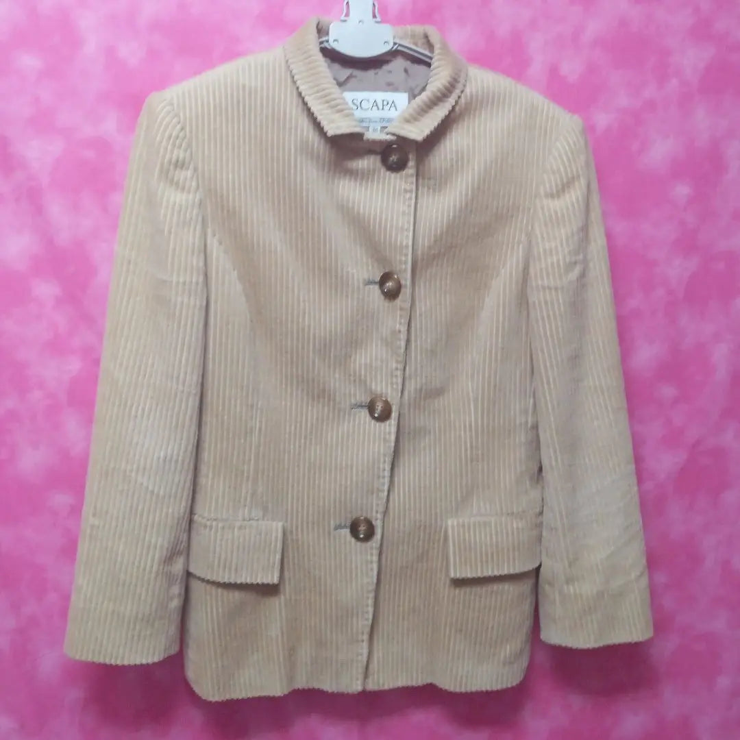 Scapa [Oferta❤] Chaqueta Cordyloi ¥6500↓Beige Talla 38 Algodón | スキャパ【セール❤】 コーディロイジャケット ¥6500↓ベージュ 38号 綿