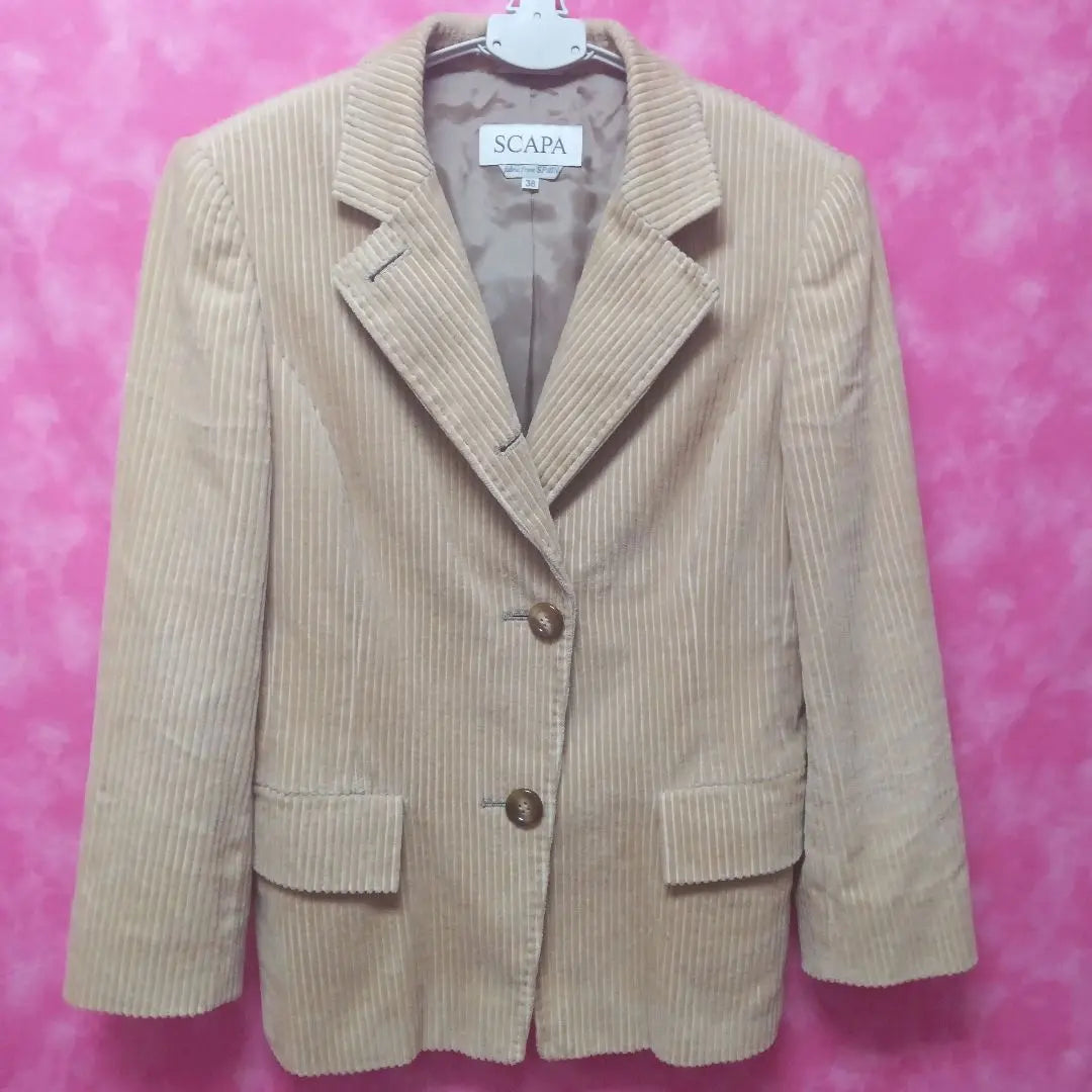 Scapa [Oferta❤] Chaqueta Cordyloi ¥6500↓Beige Talla 38 Algodón | スキャパ【セール❤】 コーディロイジャケット ¥6500↓ベージュ 38号 綿