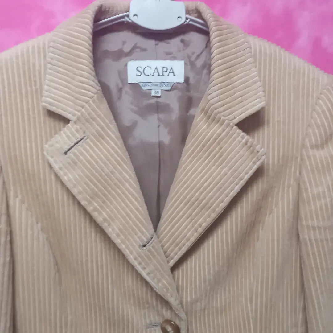 Scapa [Oferta❤] Chaqueta Cordyloi ¥6500↓Beige Talla 38 Algodón | スキャパ【セール❤】 コーディロイジャケット ¥6500↓ベージュ 38号 綿