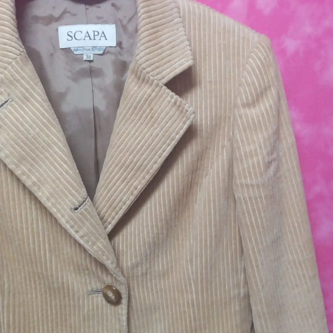 Scapa [Oferta❤] Chaqueta Cordyloi ¥6500↓Beige Talla 38 Algodón | スキャパ【セール❤】 コーディロイジャケット ¥6500↓ベージュ 38号 綿