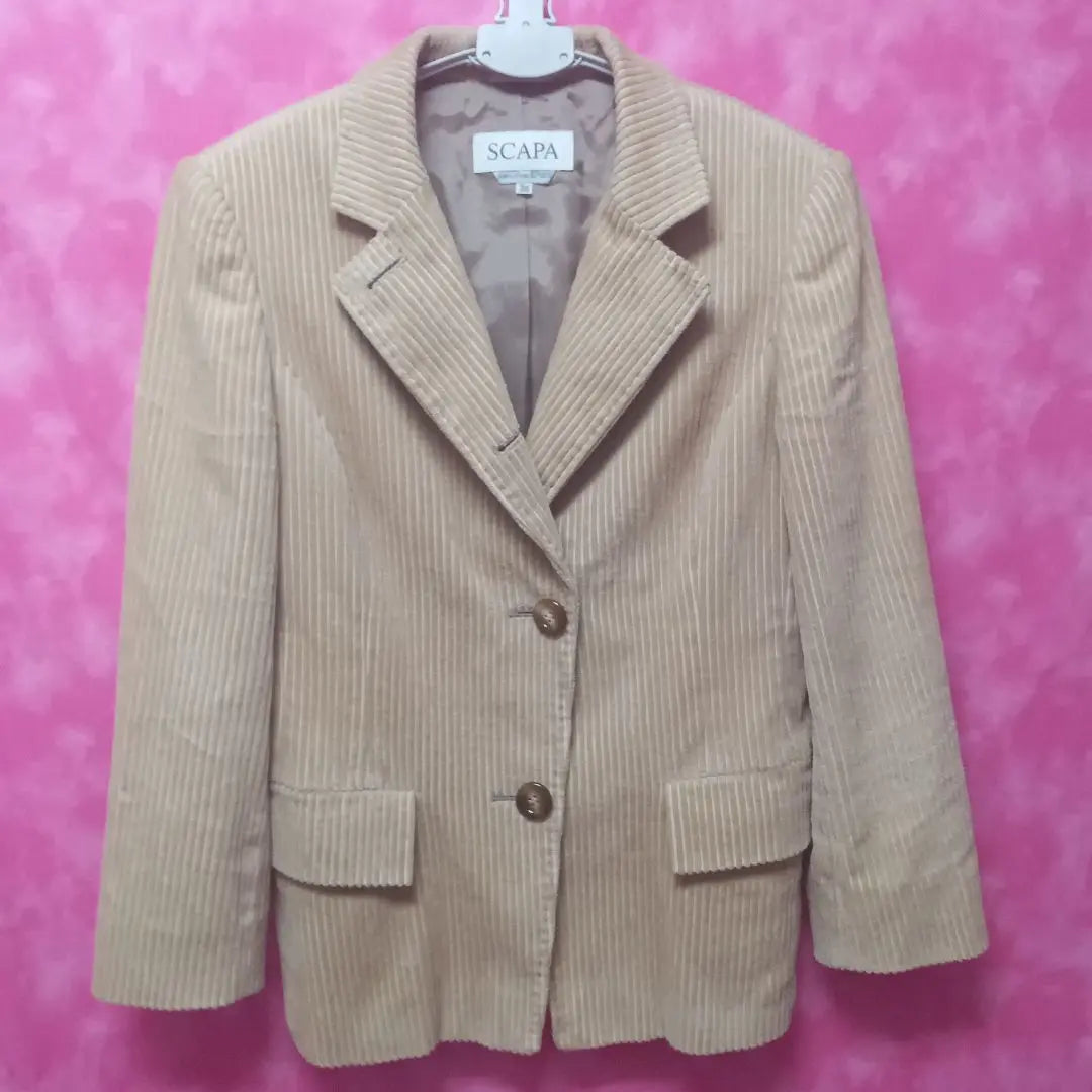 Scapa [Oferta❤] Chaqueta Cordyloi ¥6500↓Beige Talla 38 Algodón | スキャパ【セール❤】 コーディロイジャケット ¥6500↓ベージュ 38号 綿