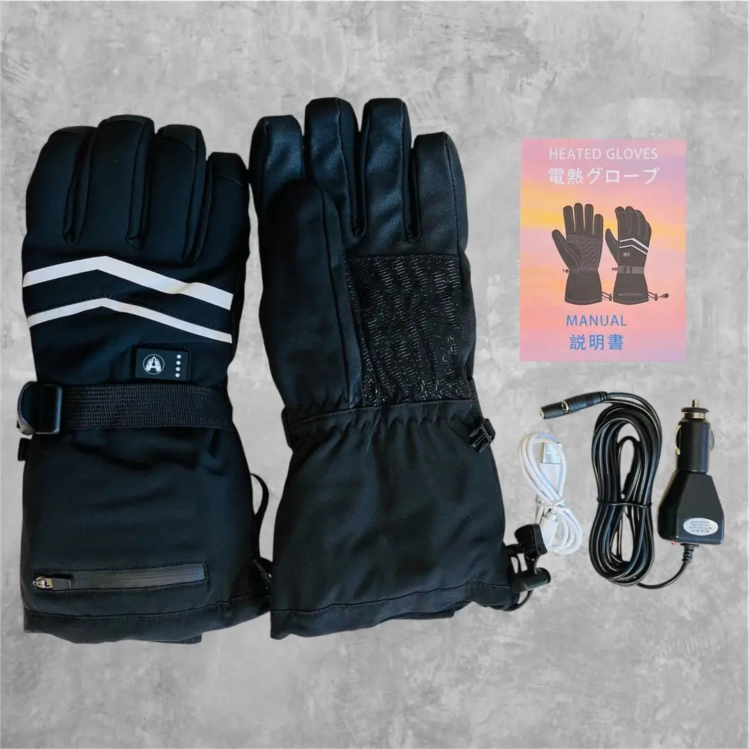 [PSE authentication] Electrical heat glove temperature adjustment 6000mAh black l black waterproof