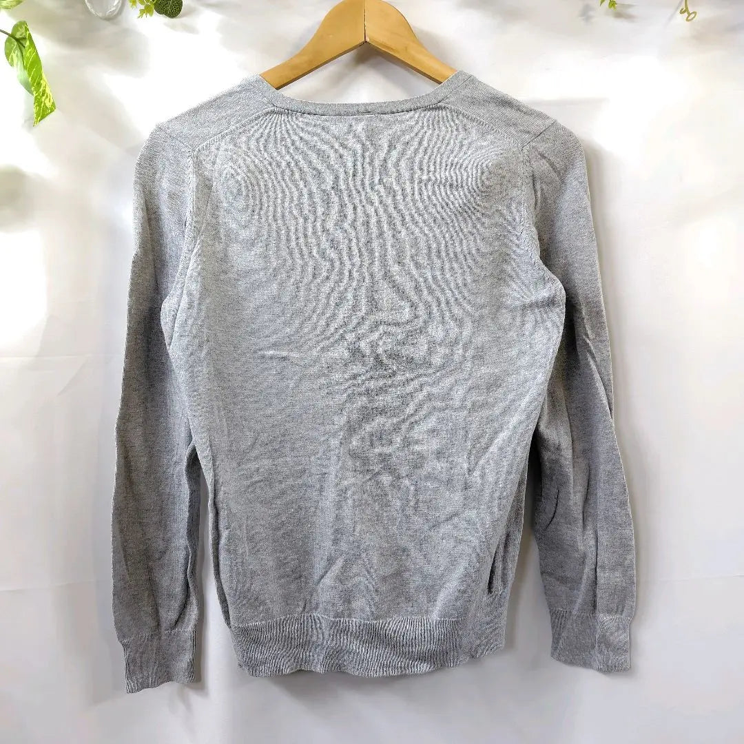 MUJI Blusa Relax Plan Manga Larga (L) Seda Corte Mixto Gris Sierra Escote pico | MUJI 良品計画 長袖ブラウス(L)シルク混 カットソー グレー Ｖネック