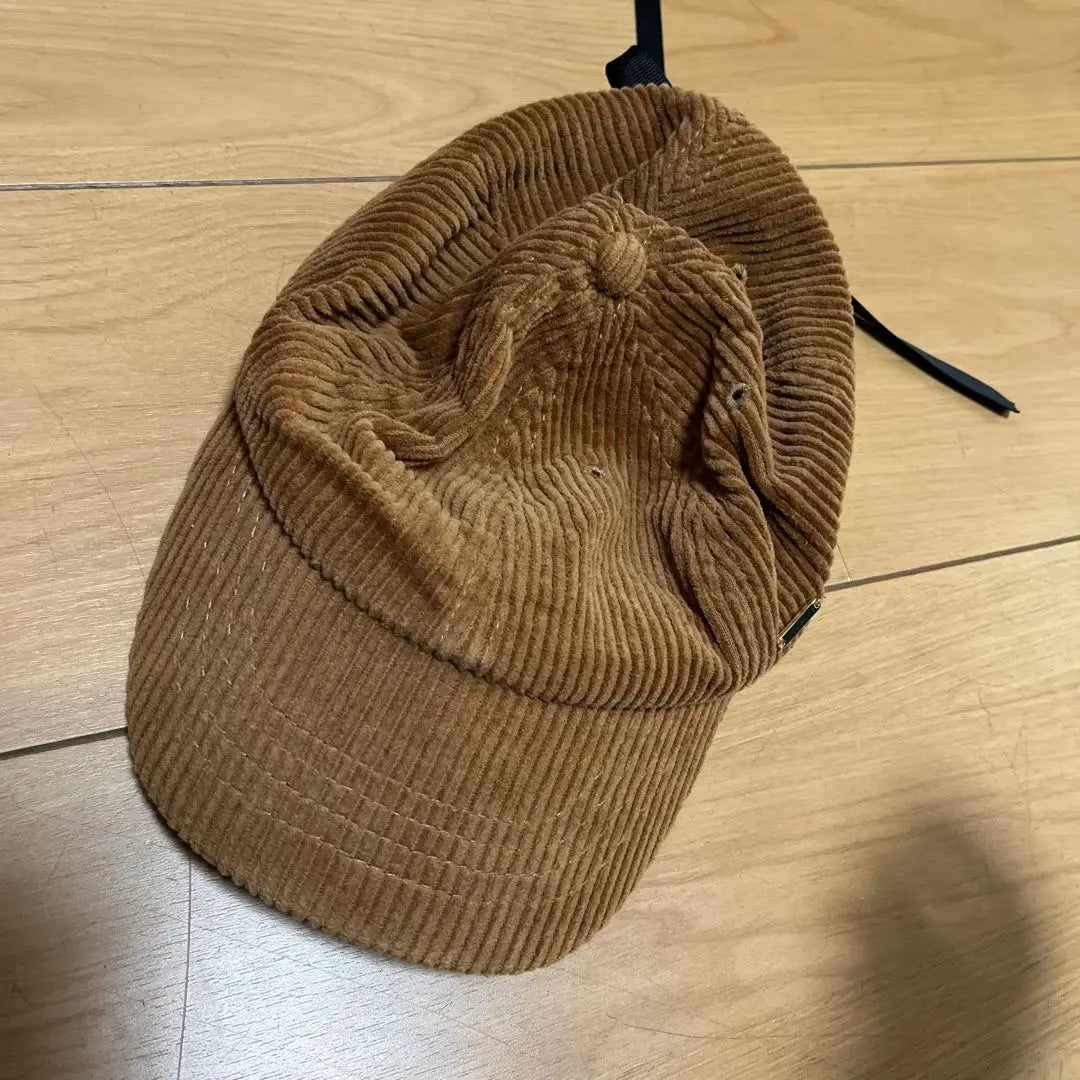 ⭐︎Brown corduroy cap with ribbon