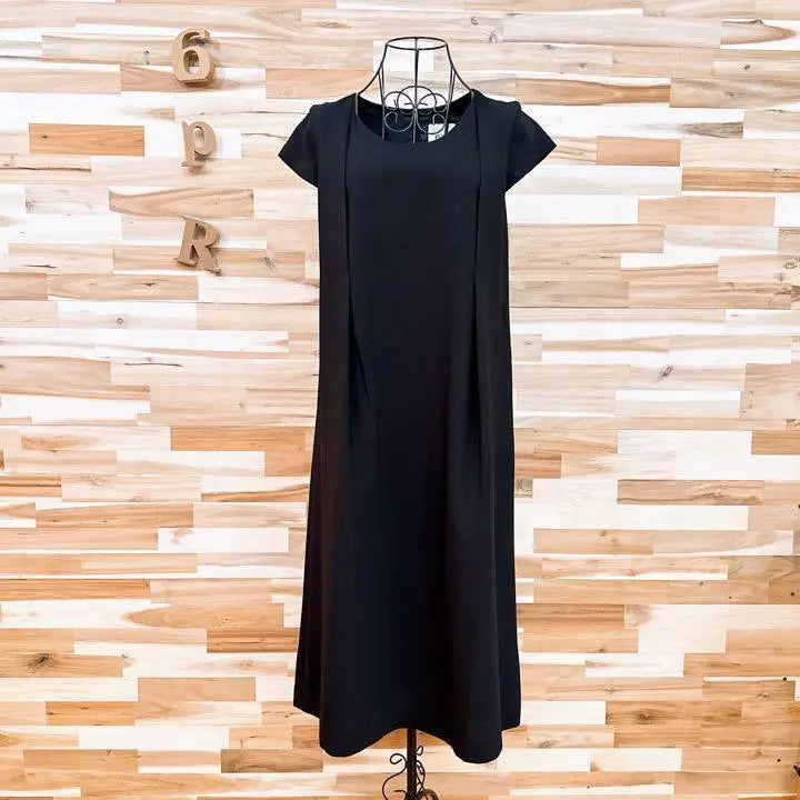 [Papillone de orejas] Hermoso vestido largo sencillo con orejas, para bodas, funerales y negocios, color negro