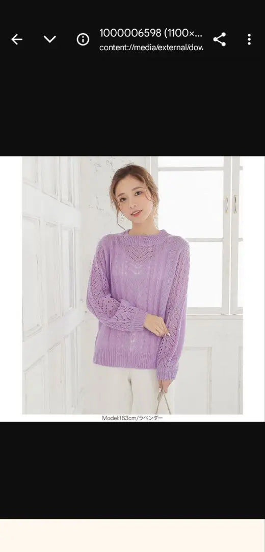 Kobe Lettuce Mohair Touch Sheer Knit Cable Knit Ladies Top Lavender