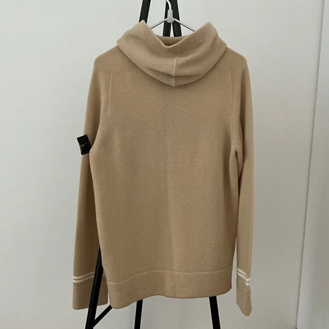 STONE ISLAND hooded beige cardigan