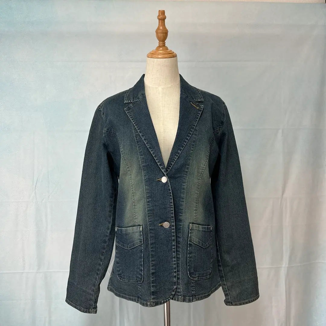 [flash] Denim tailored jacket [L] Blue cotton Stretchable