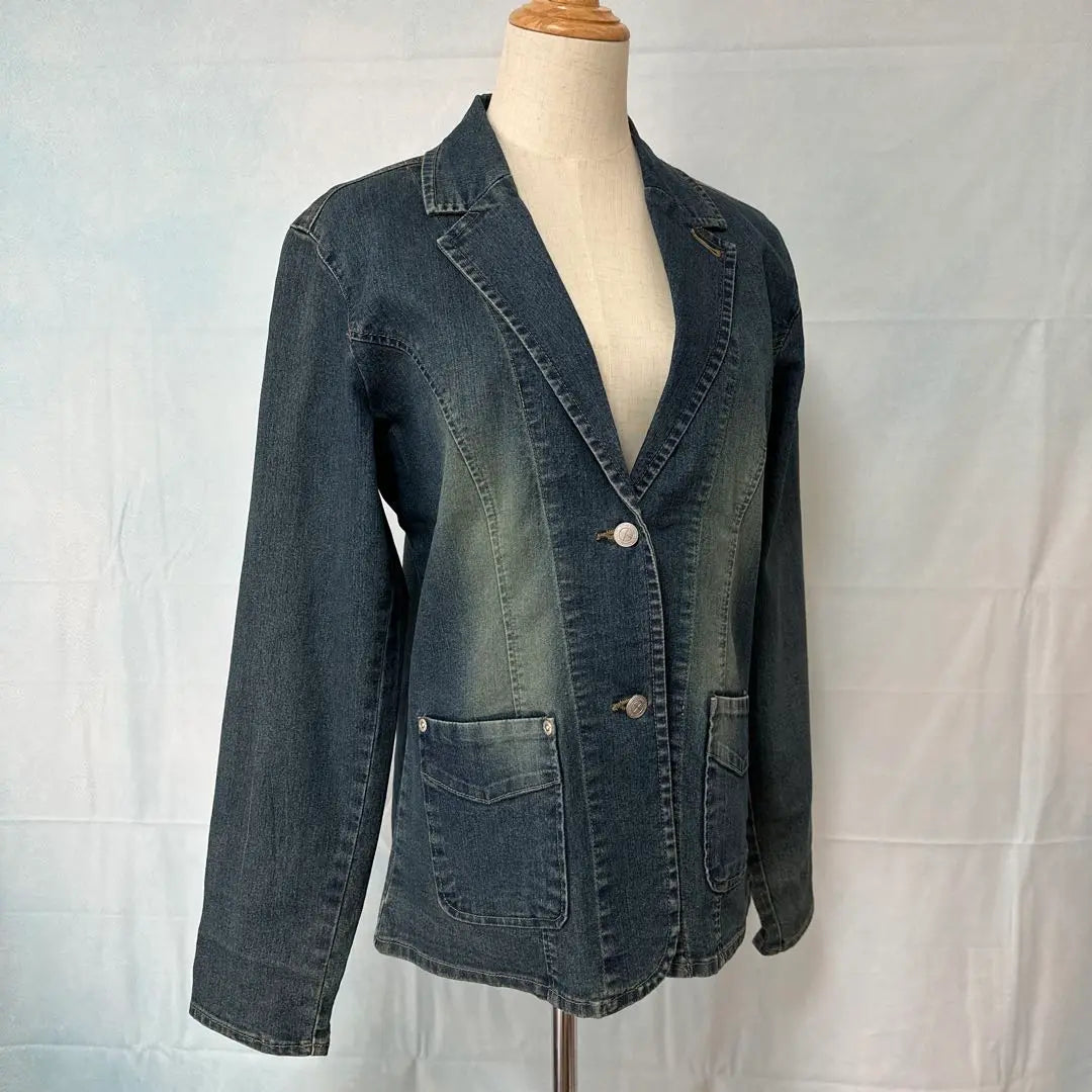 [flash] Denim tailored jacket [L] Blue cotton Stretchable