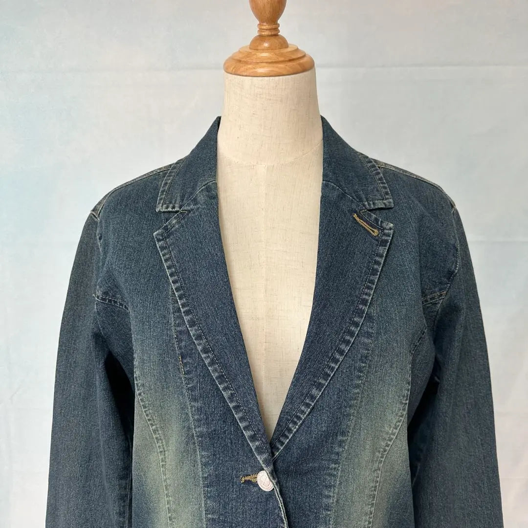 [flash] Denim tailored jacket [L] Blue cotton Stretchable