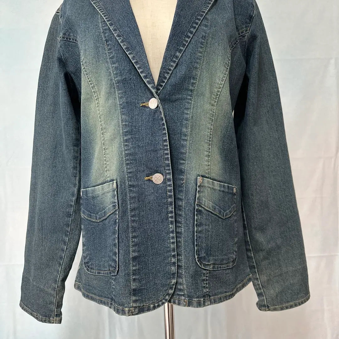 [flash] Denim tailored jacket [L] Blue cotton Stretchable