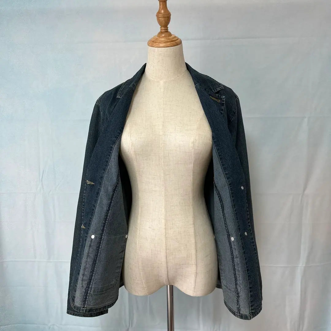 [flash] Denim tailored jacket [L] Blue cotton Stretchable