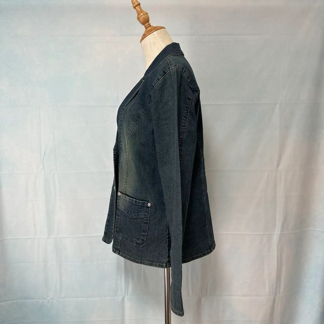 [flash] Denim tailored jacket [L] Blue cotton Stretchable