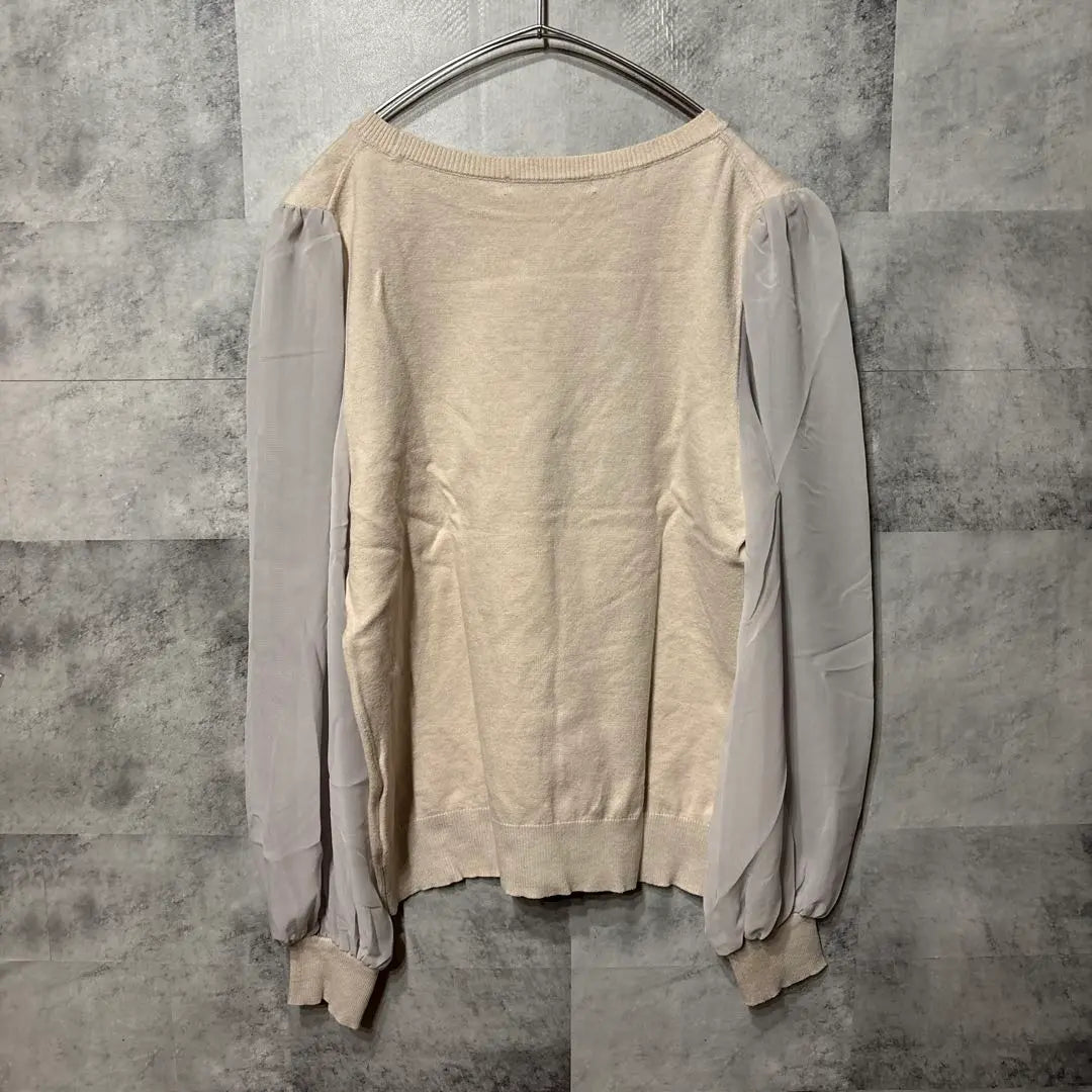 [RAMIRAL] Ramiral Sheer Puff Sleeve Knit Cut