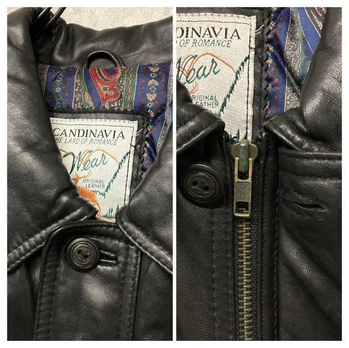 [US Vintage Clothing] Chaqueta vintage de piel de oveja con cremallera completa para hombre L