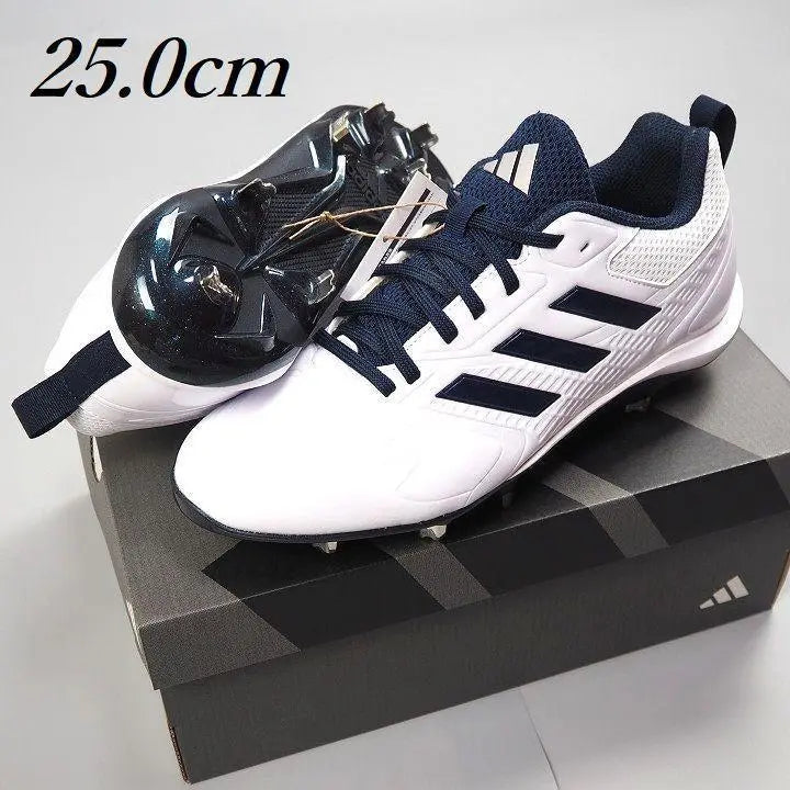 Adidas Stabil 5 Low Spike Calletball Béisbol Blanco/Navy 25cm | 新品 アディダス スタビル 5 ロー スパイク 金具 野球 白/紺 25cm