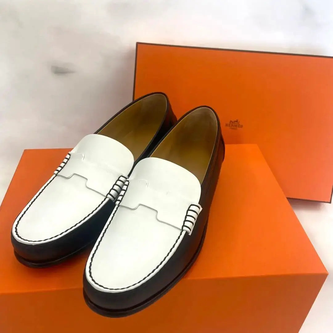 [Appraised] Hermes Moccasin "Kennedy" Black White 35 Brand new, unused