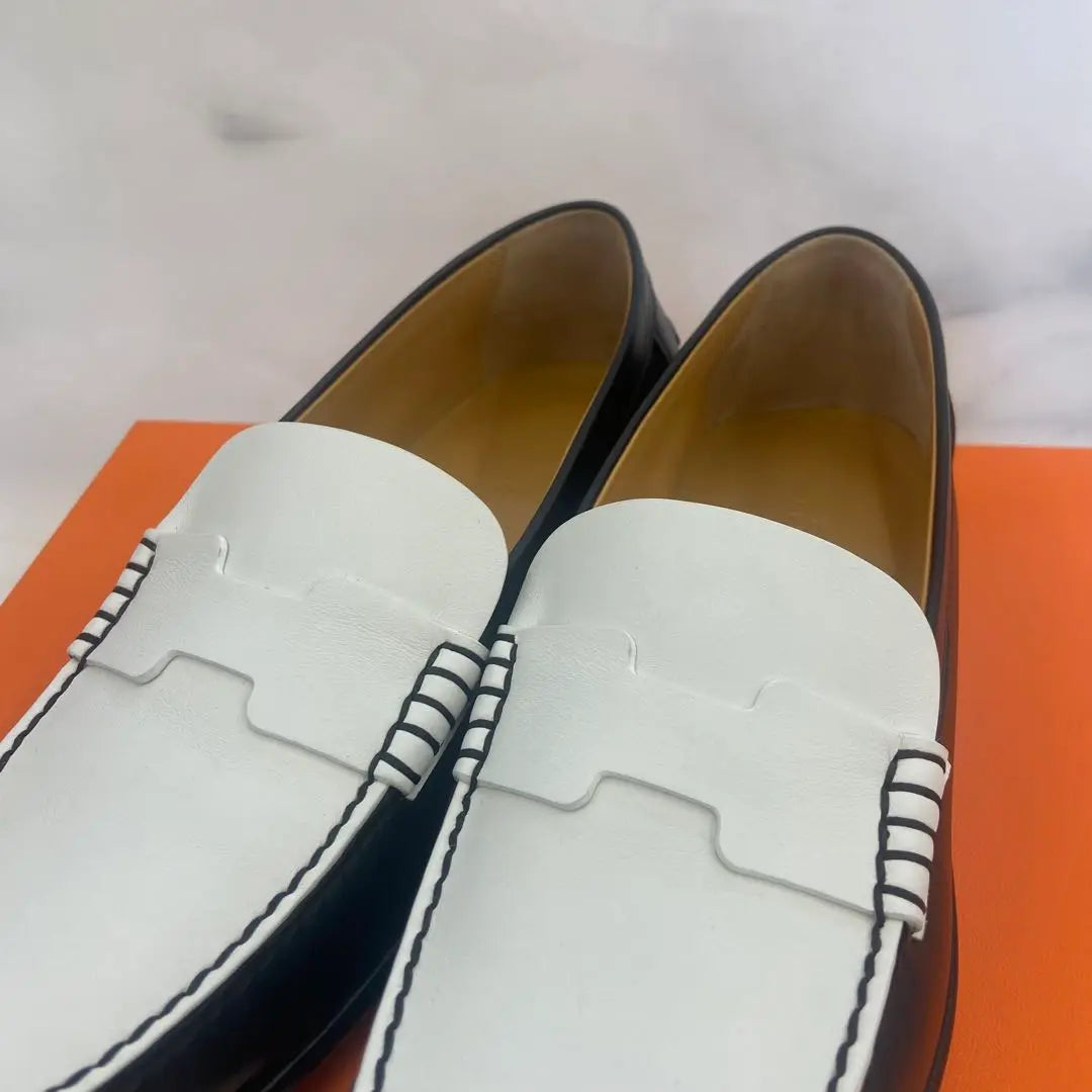 [Appraised] Hermes Moccasin "Kennedy" Black White 35 Brand new, unused