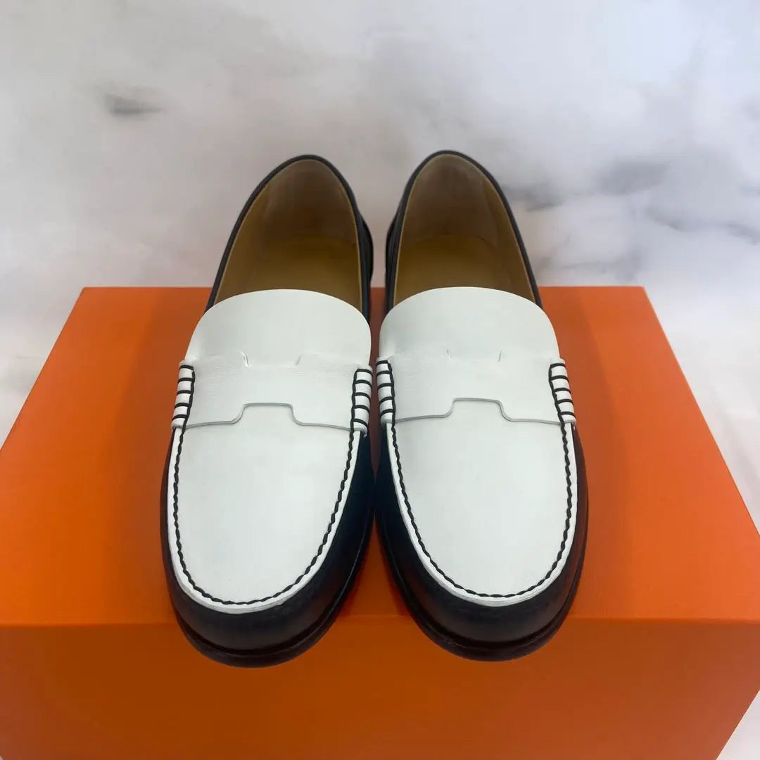 [Appraised] Hermes Moccasin "Kennedy" Black White 35 Brand new, unused