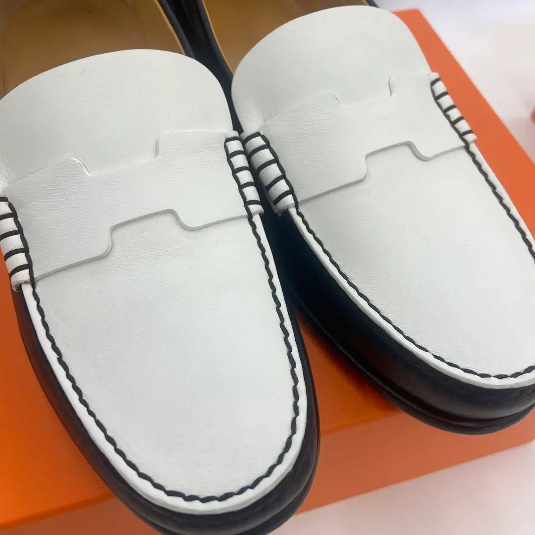 [Appraised] Hermes Moccasin "Kennedy" Black White 35 Brand new, unused