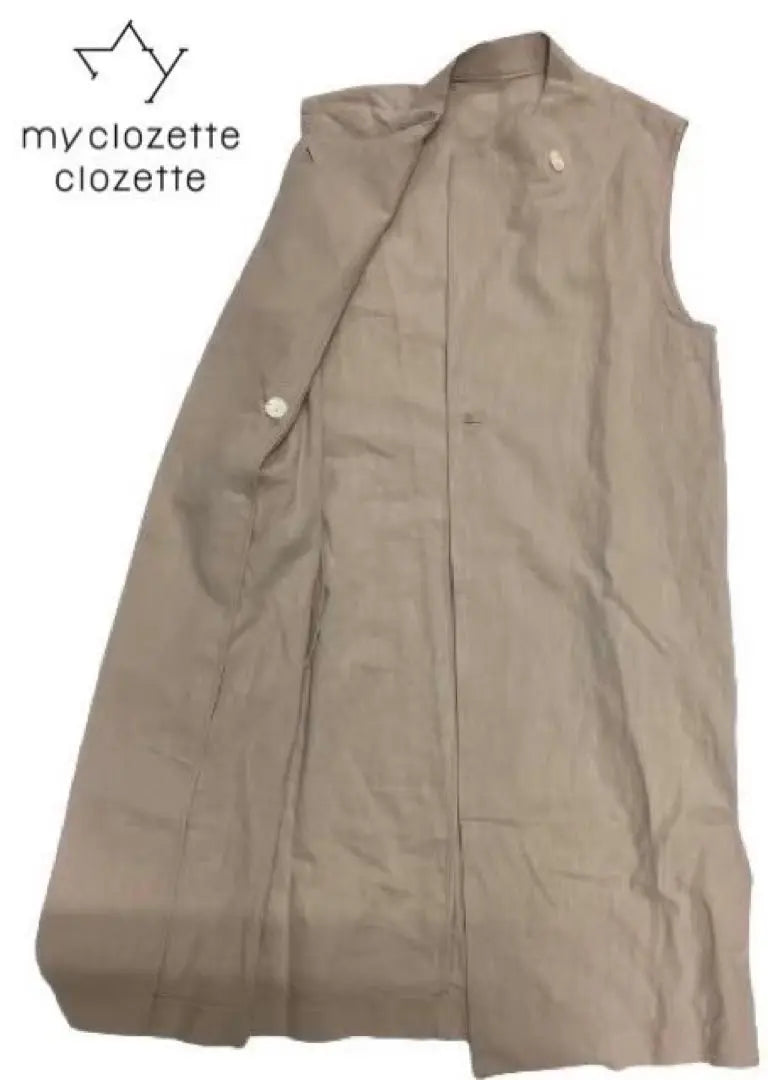 my clozette my closet linen long gilet 100% linen beige