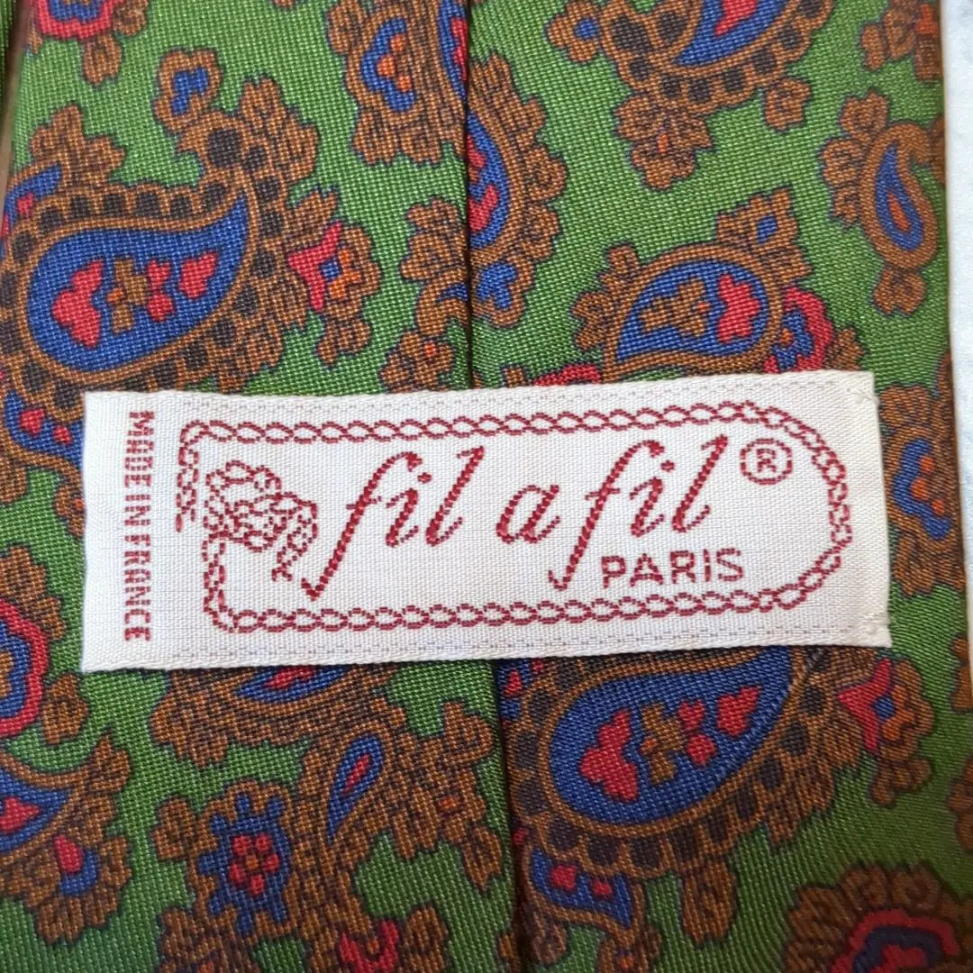 ✧fil a fil✧Tie Paisley pattern Green Green Pink Beautiful color