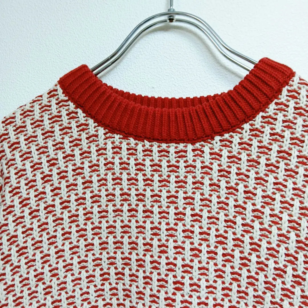 RAGEBLUE Tops (F) Knit Sweater Red/Cream F Size Loose