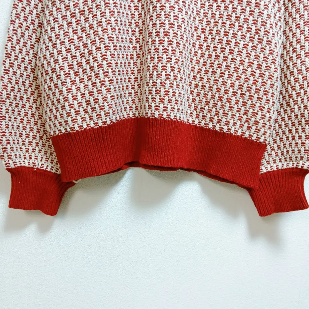 RAGEBLUE Tops (F) Knit Sweater Red/Cream F Size Loose