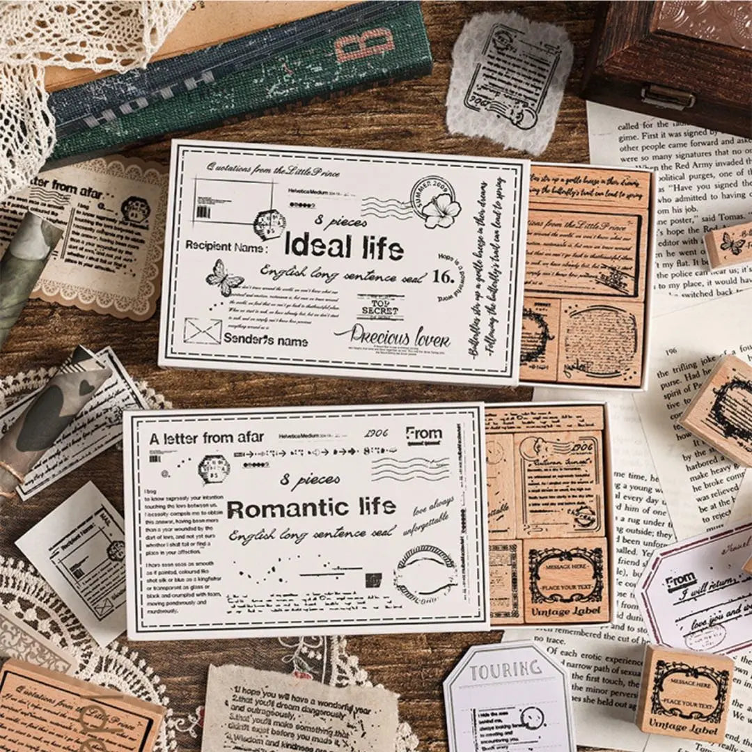 [New] Wood stamp romantic life stamp set collage