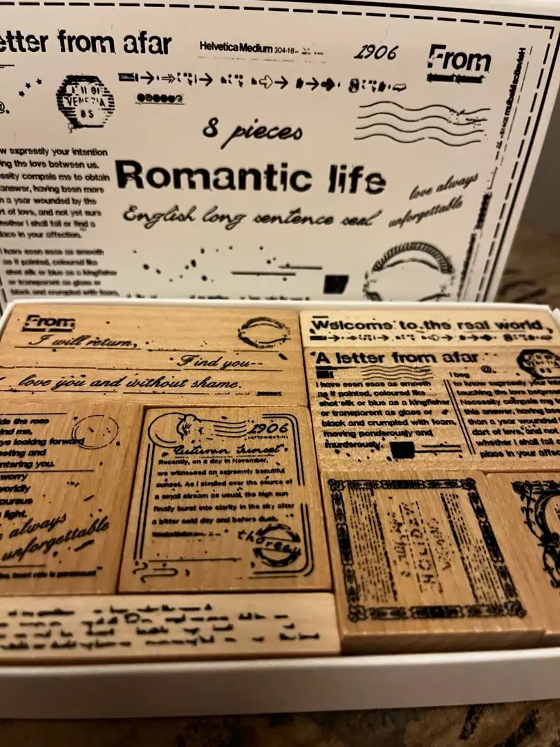 [New] Wood stamp romantic life stamp set collage