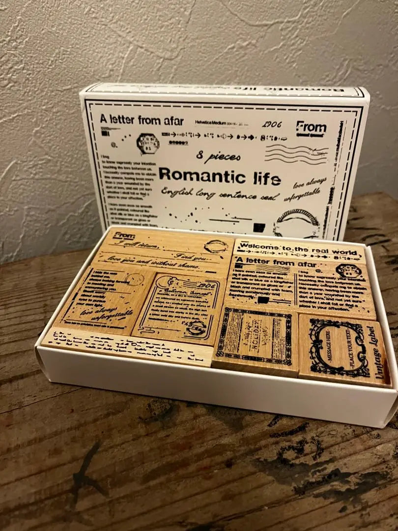 [New] Wood stamp romantic life stamp set collage