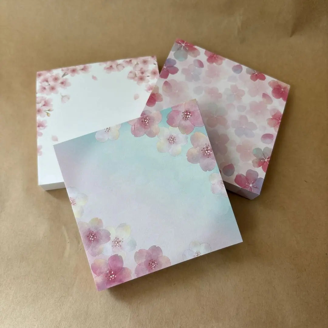 Bloc de notas con estampado de flores de cerezo, 3 tipos