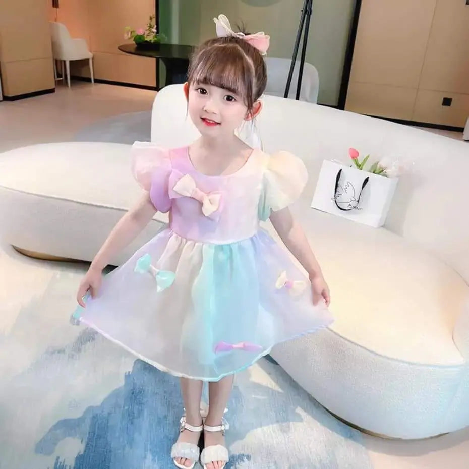 Formal One Piece Colorful Rainbow 90 Princess style tulle 1 | フォーマルワンピース　カラフル　レインボー　90 プリンセス風　チュール　1